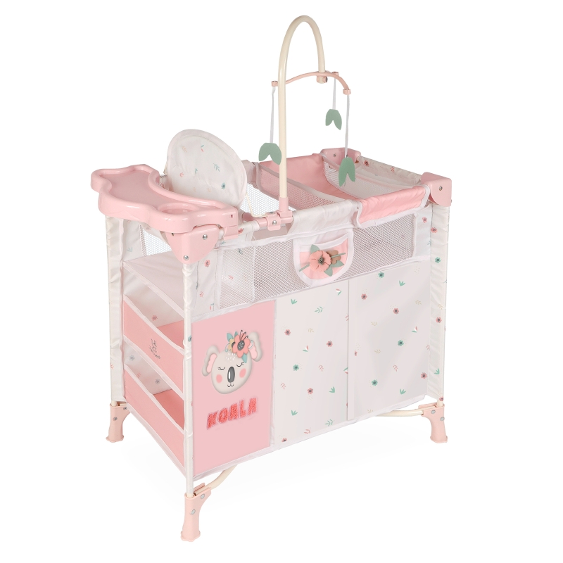 DECUEVAS TOYS PRACTICUNA CON CAMBIADOR DE MUÑECAS PLEGABLE KOALA CON ACCESORIOS